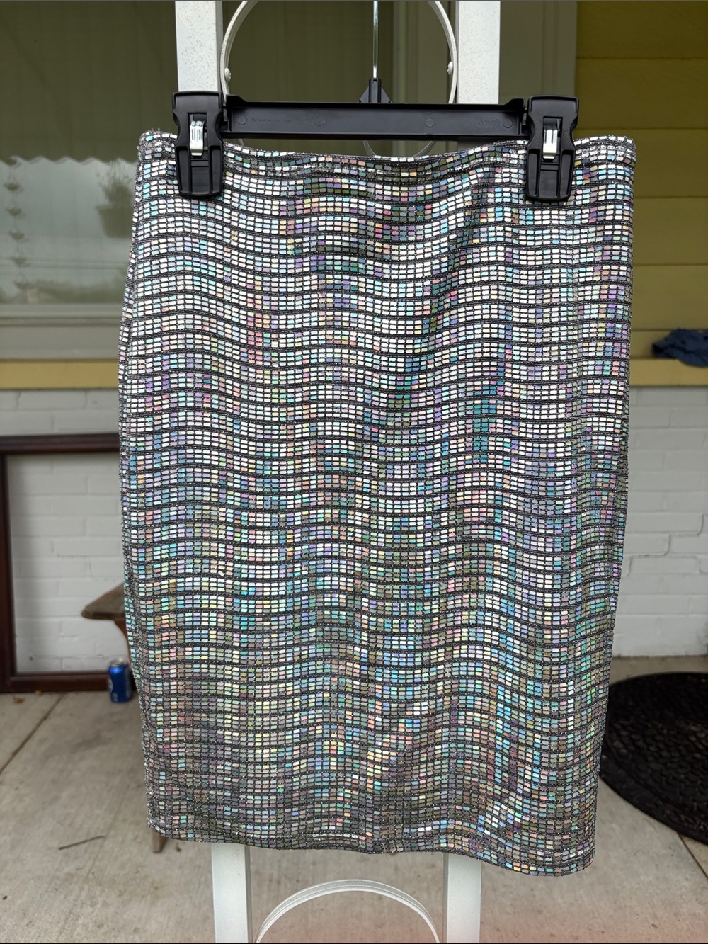 Holographic Silver Sequin Pencil Skirt